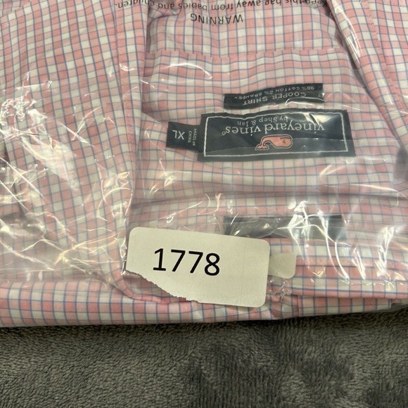 Vineyard Vines‎ Shirt Mens Extra Large Pink White Button Up Long Sleeve Cooper - Picture 9 of 9